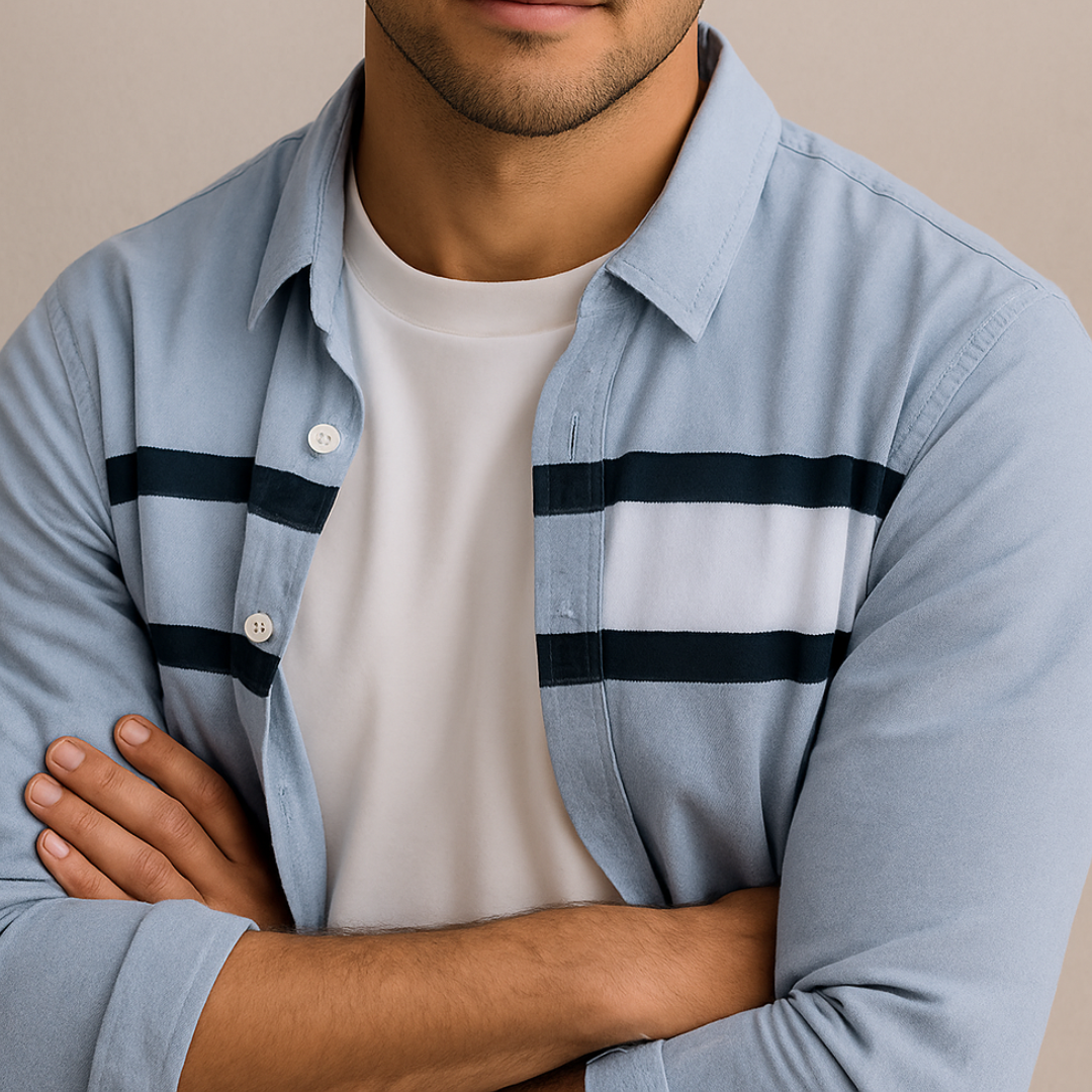 Contrast Panel Shirt model