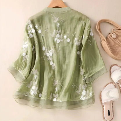 FLORA EMBROIDERED COTTON TOP