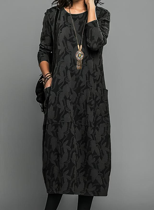 Veloura Elegant Winter Dress - Black