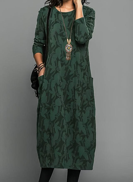 Veloura Elegant Winter Dress - Green