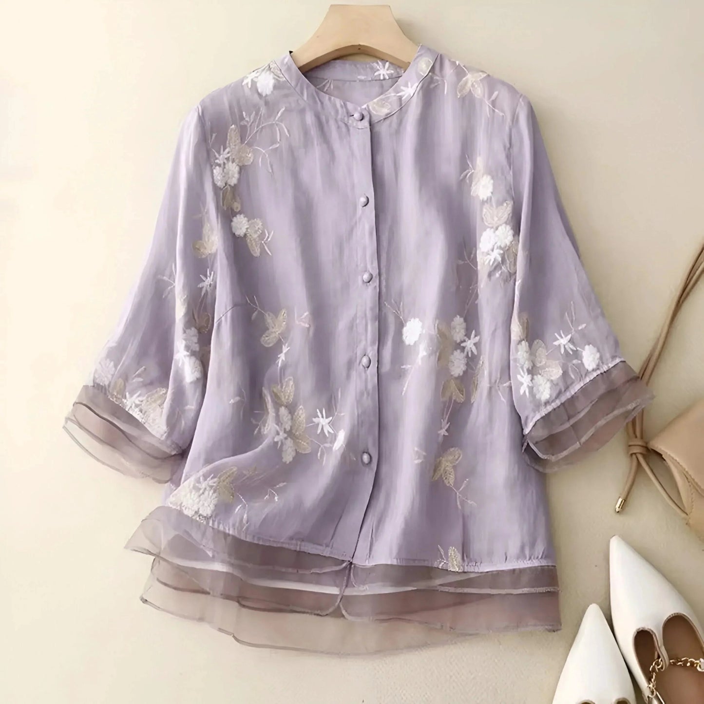 FLORA EMBROIDERED COTTON TOP