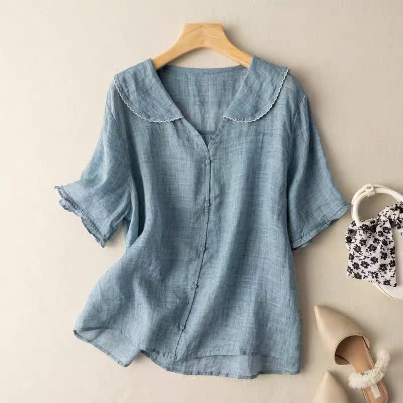 Gossamer Linen Blouse - worn