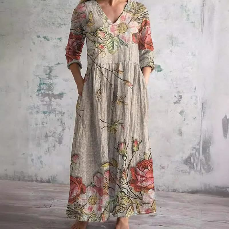 Veloura Blossom Midi Dress - Beige