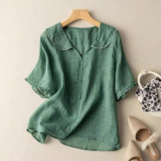 Gossamer Linen Blouse - Green