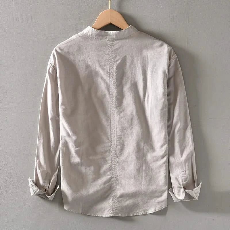 Band Collar Linen Shirt lifestyle