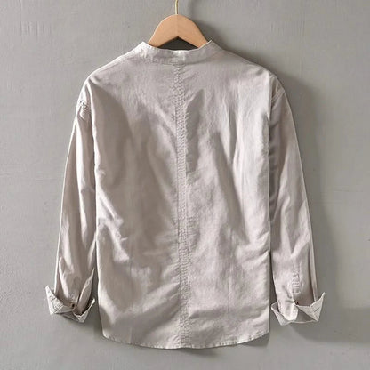 Band Collar Linen Shirt lifestyle