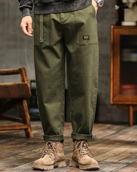 WASHED CANVAS CARGO TROUSERS