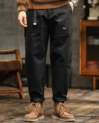 WASHED CANVAS CARGO TROUSERS