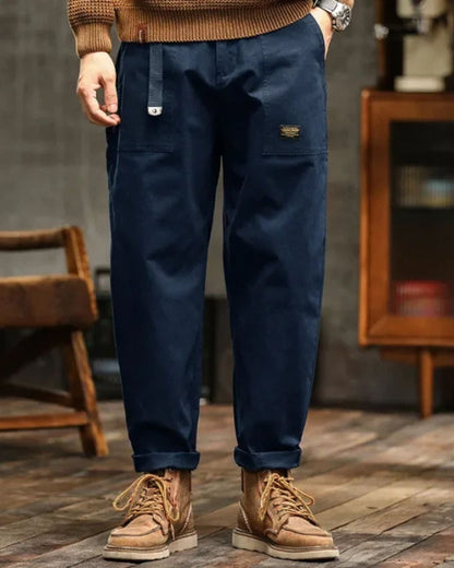 WASHED CANVAS CARGO TROUSERS