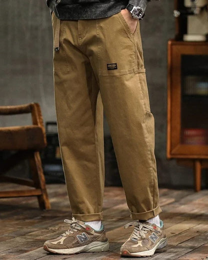 WASHED CANVAS CARGO TROUSERS