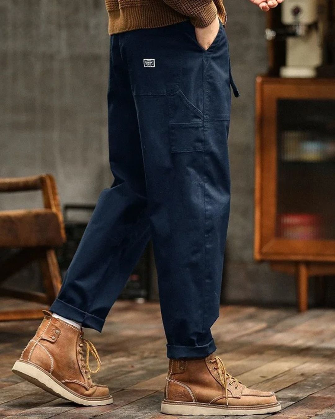 WASHED CANVAS CARGO TROUSERS