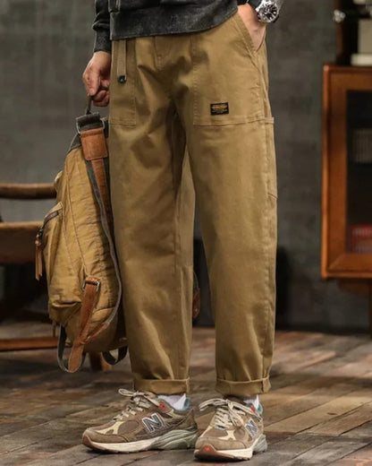 WASHED CANVAS CARGO TROUSERS